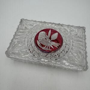 Vintage Byrdes Collection Rectangle Box 7" Lidded by Hofbauer 24% Lead Crystal